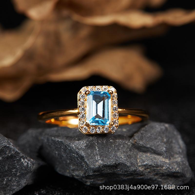 S925 Sterling Silver Natural Colored Treasure, Sugar Cube Stud Earrings, Ear Jewelry Gifts, Light Luxury, Elegant Niche Temperament, High-End Earrings