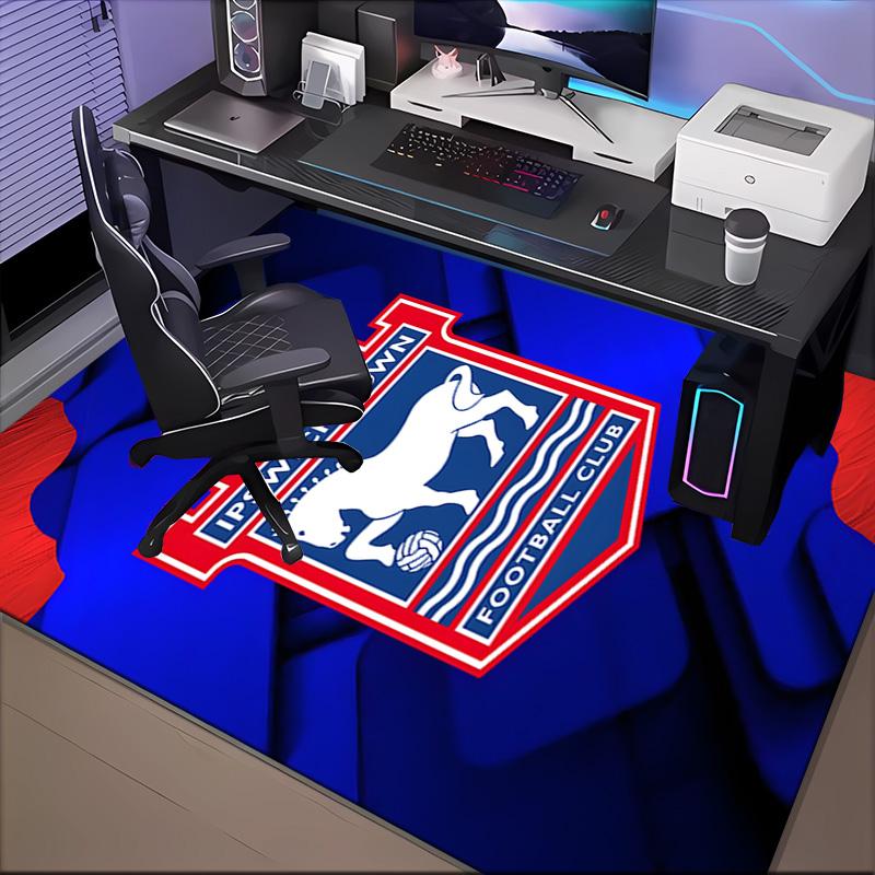 FC Ipswich Crest Rug for Living Room, Game Rooms, Office, Bedroom, Office Floor Mat Playful Design, fan gifts Christmas decor