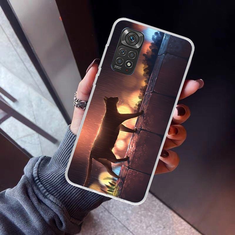 Anime Cat Rain Animal Phone Case For Xiaomi Redmi Note 10 11 12 13 14 15 Pro Plus 11S 12S 14S 11T 11E 10S Soft TPU Back Cover Re