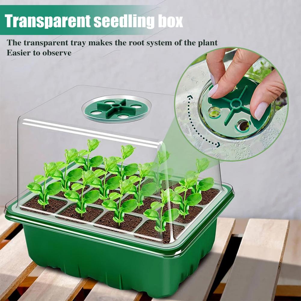 6/12Cells Seeds Starter Tray Seeds Germination Adjustable Humidity Vent Plant Nursery Box Bonsai Seedlings Growing For Gardening