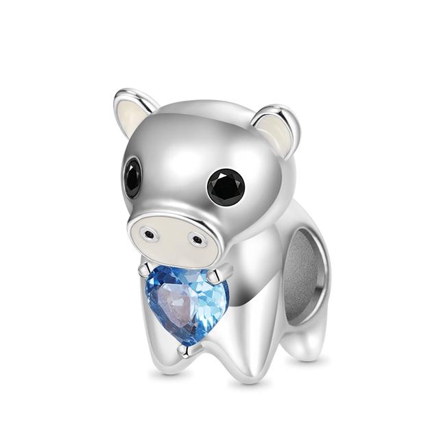 Celestial Shooting Star Heart Balon aer dublu și albastru Dangle Charms Mărgele se potrivesc cu bijuterii de brățară din argint 925 originale