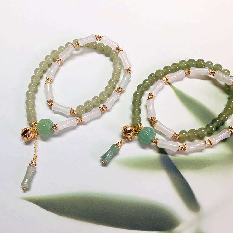 

H4H5 Lucky Bracelet, Choose 1 of 2 Natural Jade Bead Bracelets H5 Hwajeonok Bracelet Jade Color