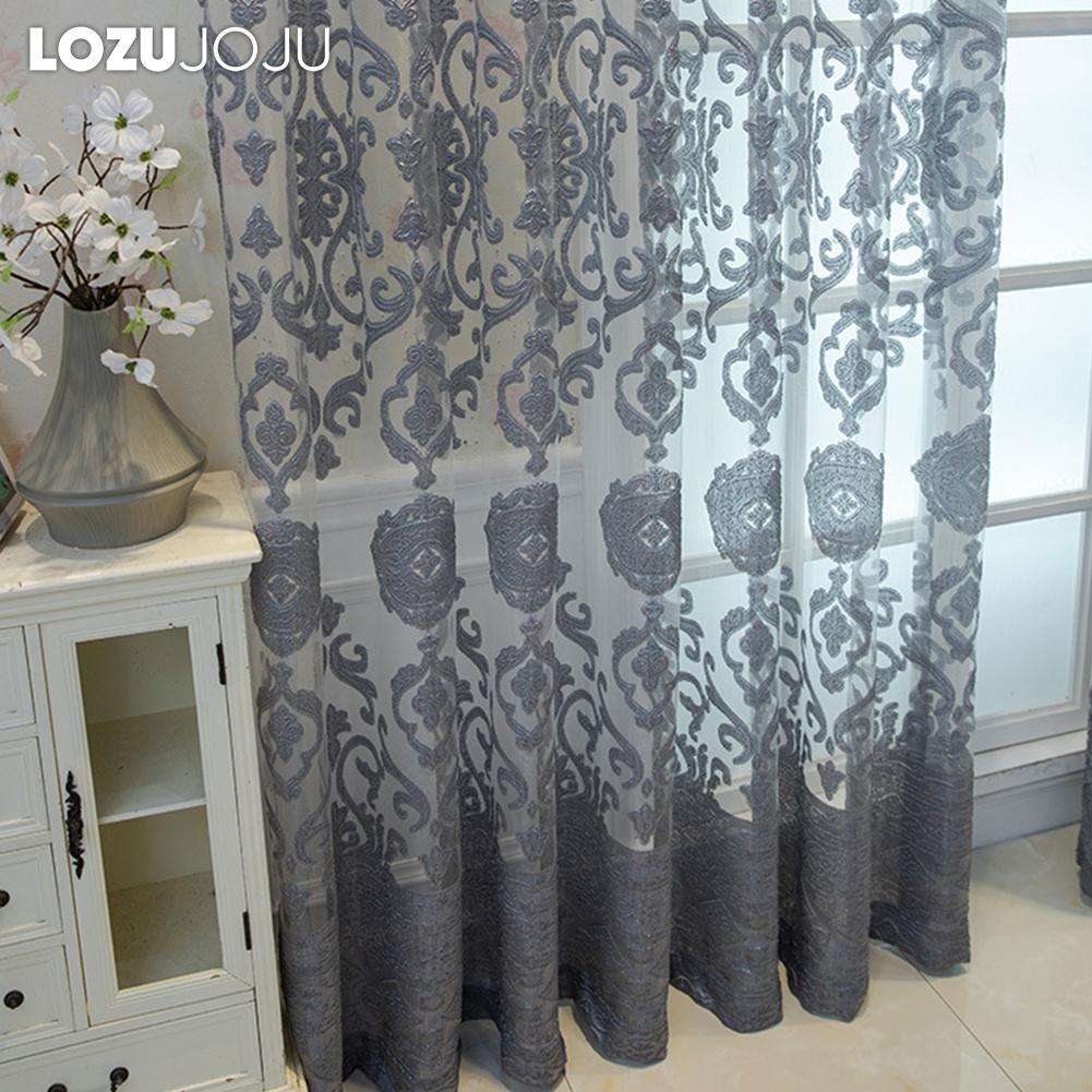 1 STÜCK LOZUJOJU Modische Tüllvorhänge im europäischen Stil mit ausgehöhltem Design und Tüllvorhängen für Wohnzimmer, Schlafzimmer, Heimdekoration