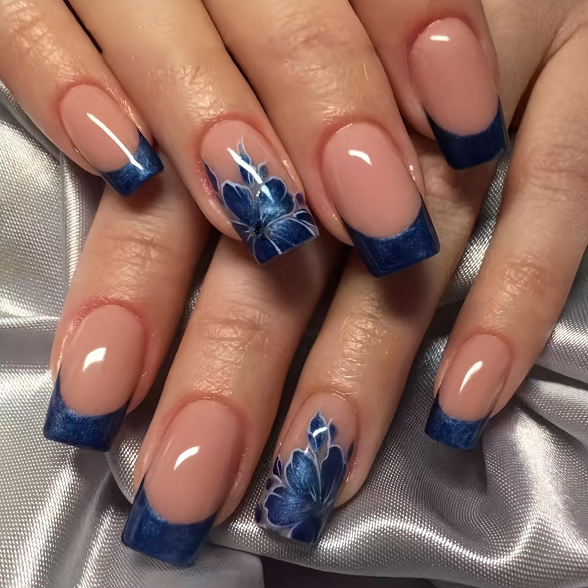 Gold Resin Gradient Wearable Nail Tips - Simple French Drip Style Art Nails