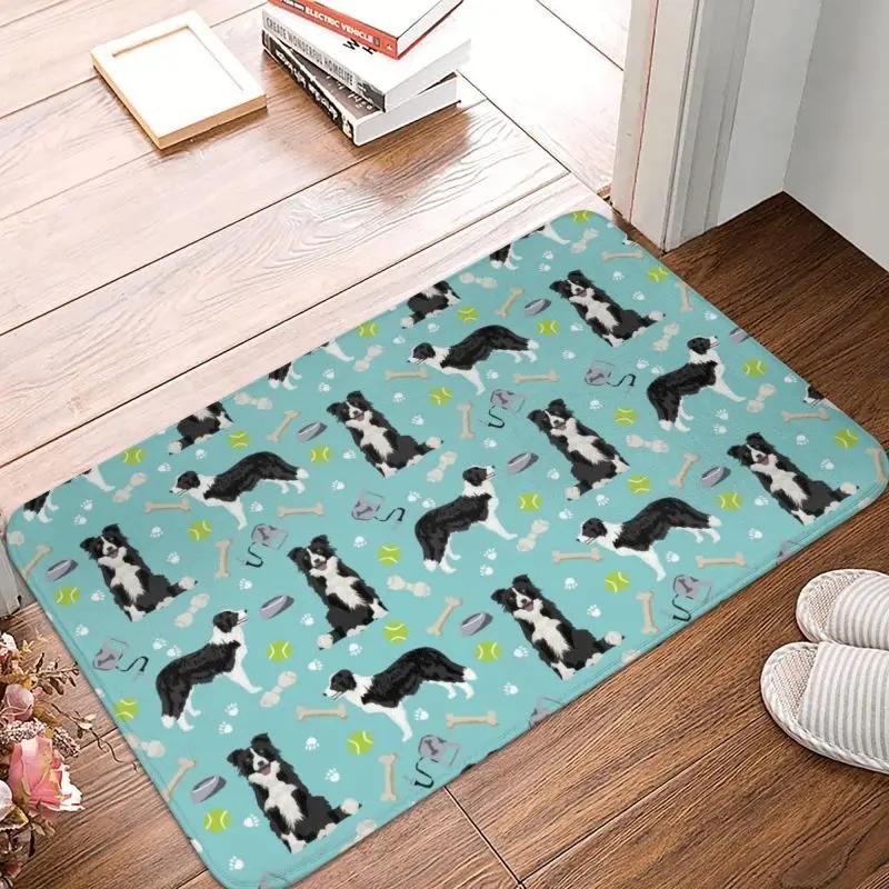 Border Collie Tennis Ball Doormat Anti-Slip Bath Kitchen Mat Living Room Door Floor Entrance Carpet Rug