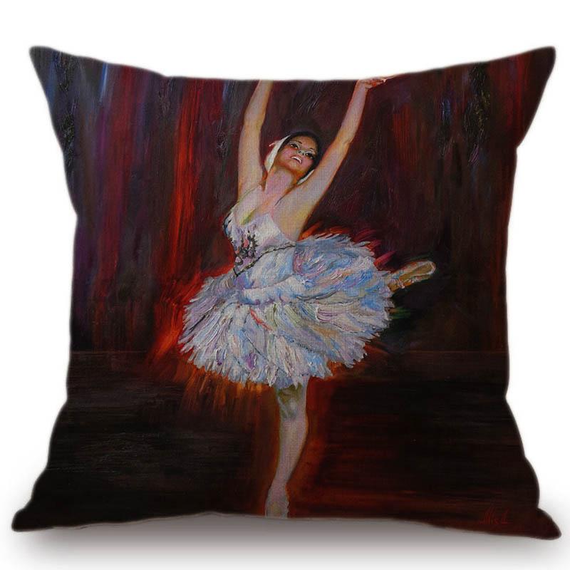 Home Art Decoration Oil Painting Ballet Dancer Lounge Sofa Cushion Cover Luxury Elegant European Style Cotton Linen Pillow Case