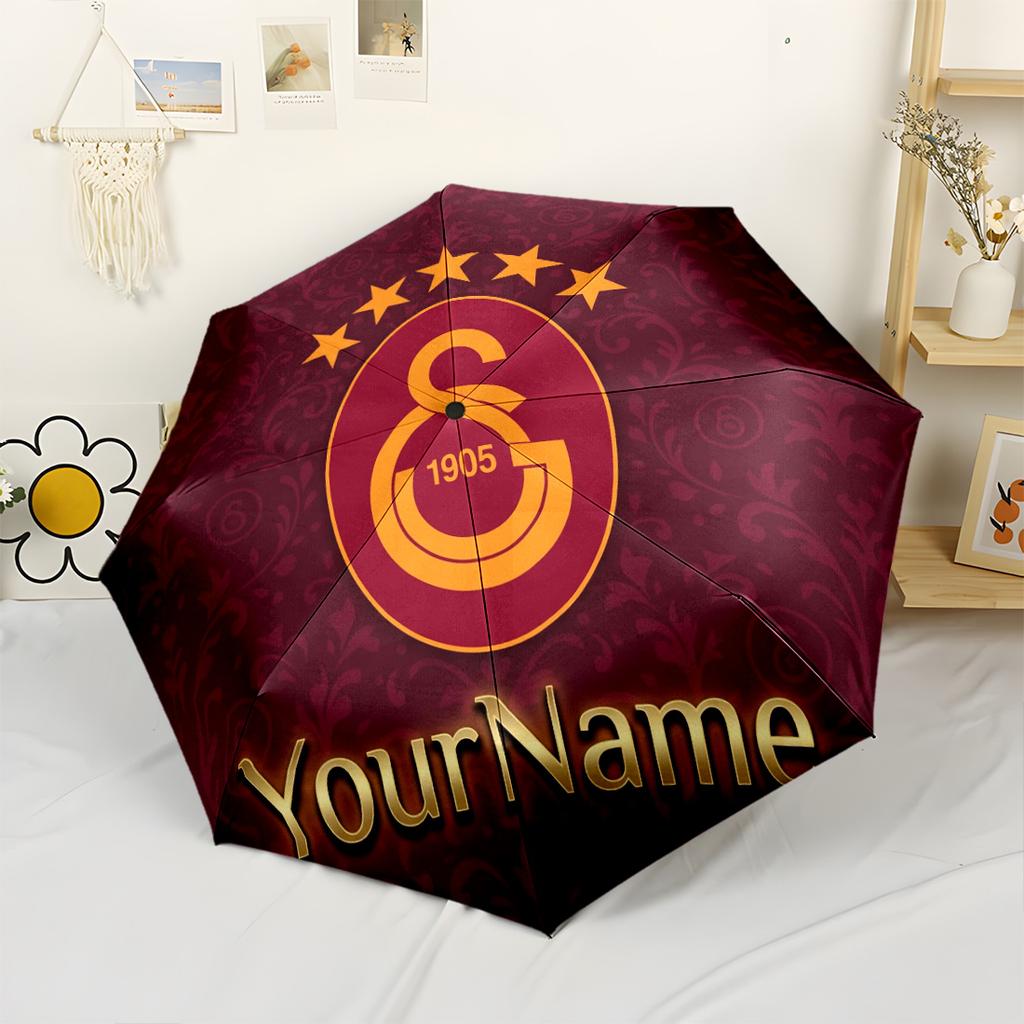 Galatasaray1 Personalized Name Umbrella Outdoor Automatic Umbrella Folding Umbrella with 8 Ribs Durable Plastic Iron for Outdoor Daily Use