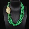 Green Stone Handmade Beaded Earrings and Necklace Set - Elegant High-End Fashion Jewelry