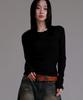LIKE THE MOST Basic Round Ribbed T-Shirt_Black
