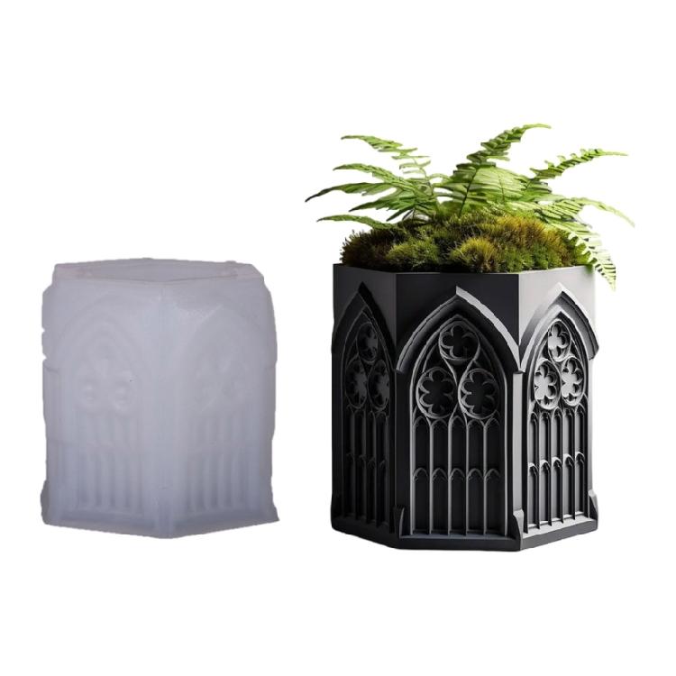 

Multi Purpose Silicone Mold For Resin Jewelry Container Church Window Planter And Decorative Candle Container Craft 1
