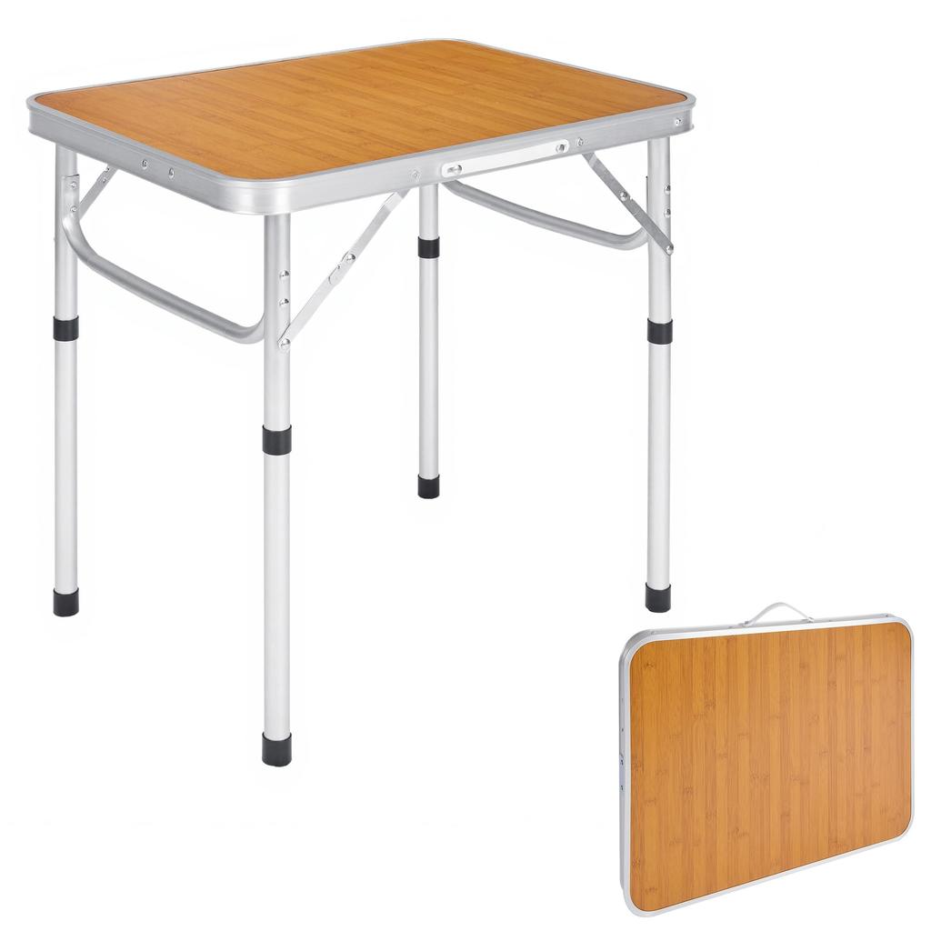 VECELO Masă Mini Maro de Camping Ușoară, Portabilă, Pliabilă, de Exterior, 60cm Lățime x 45cm Adâncime x 56cm Înălțime Ajustabilă, Joasă, Înaltă,
