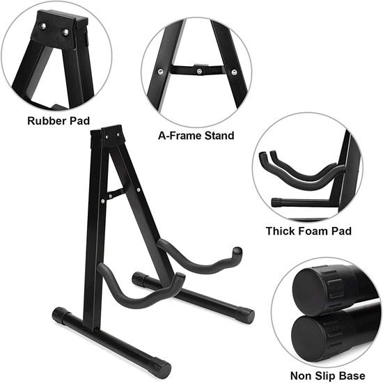 39.11 Cm Metal Electric, Bass, Acoustic Guitar Folding Stand Home, Office Decor, Music Room, Perfect for Stage, Studio