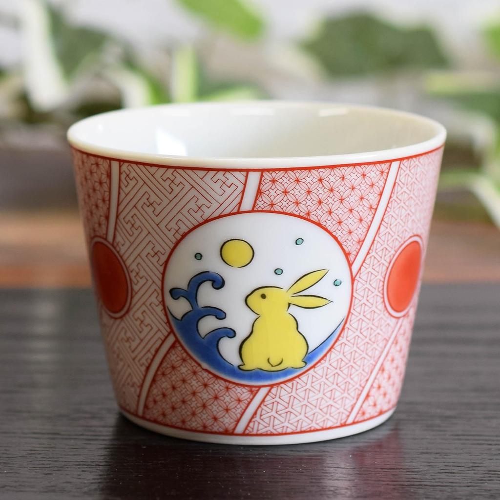 Waza No Kura Stylish Kutani Ware Soba Choko (Soba Cup) with Rabbit Design, High-Quality Ceramic, Made In Japan