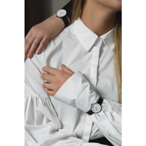 ARNE JACOBSEN STATION 53400-1401B Watch, 30mm, Scandinavian Design, Water Resistant (Quiet Design with No Second Hand), White with Black Leather Strap