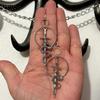 Dark Gothic Sliver Color Circular Ring Snake Sword Dangle Earrings for Women Halloween Party Devil Killer Hip Hop Jewelry Gifts