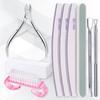 9 Pcs Nail Files And Buffer Block Cuticle Nippers Set For Manicure And Pedicure Includes Emery Boards And Brush Tools