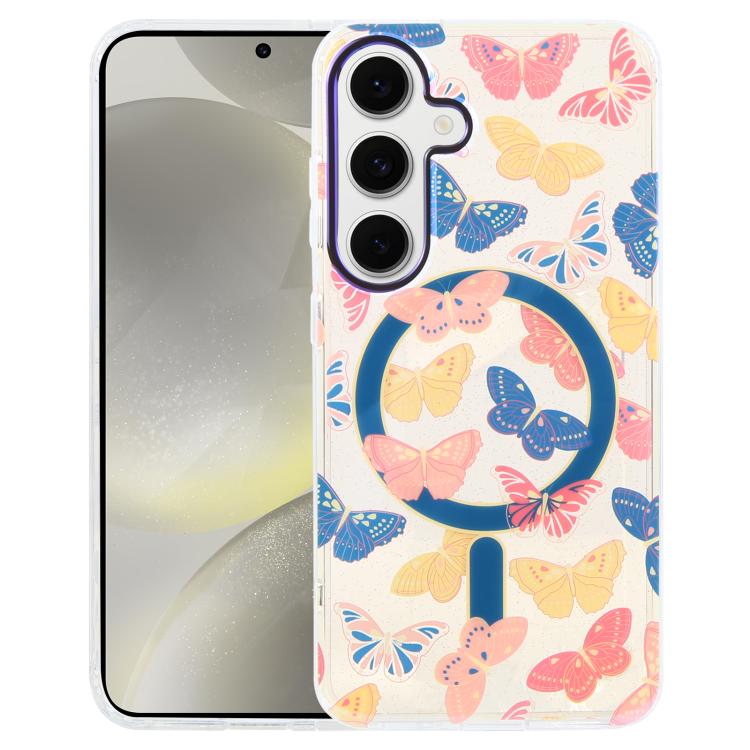 Blue Light Jungle Series Magnetic TPU Phone Case For Samsung Galaxy S24+ 5G, Raised Lens Screen Wireless Charging Protective Cover