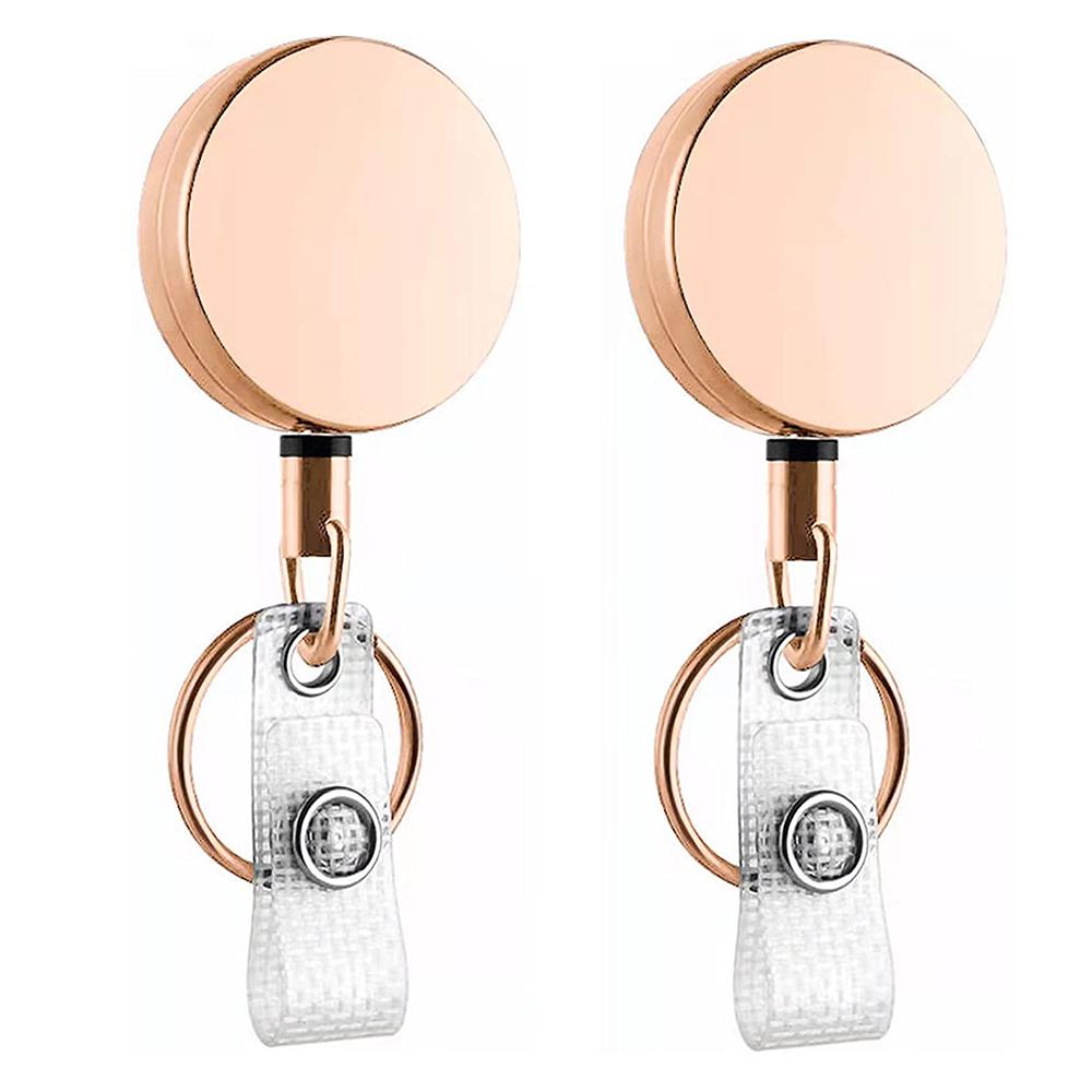Retractable Nurse Badge Reel Clip Badge Holder Id Card Key Chain Lanyard Clip Students Doctor Rose Gold Badge Clip Office Acc