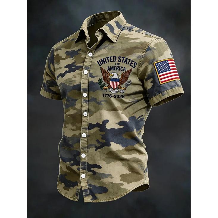 New Summer Men's Printed Casual Breathable Loose Short-Sleeve Shirt