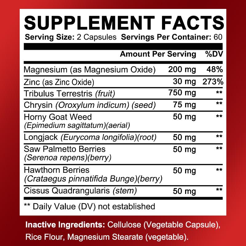 Men Herbal Dietary Supplement, 120 Capsules, 60‑Day Supply