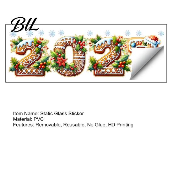 Snowflake Window Adhesives 2027 Gingerbread Christmas Static Clings, Xmas New Year Decals with Holiday Home Decorations Santa Snowman Snowflake,