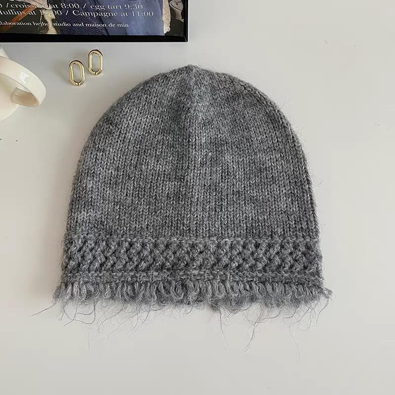 Hollow Lace Breathable Knitted Hat Women's Autumn and Winter Thin Versatile Pullover Hat Baotou Hat Cold Hat Stack Wool Hat