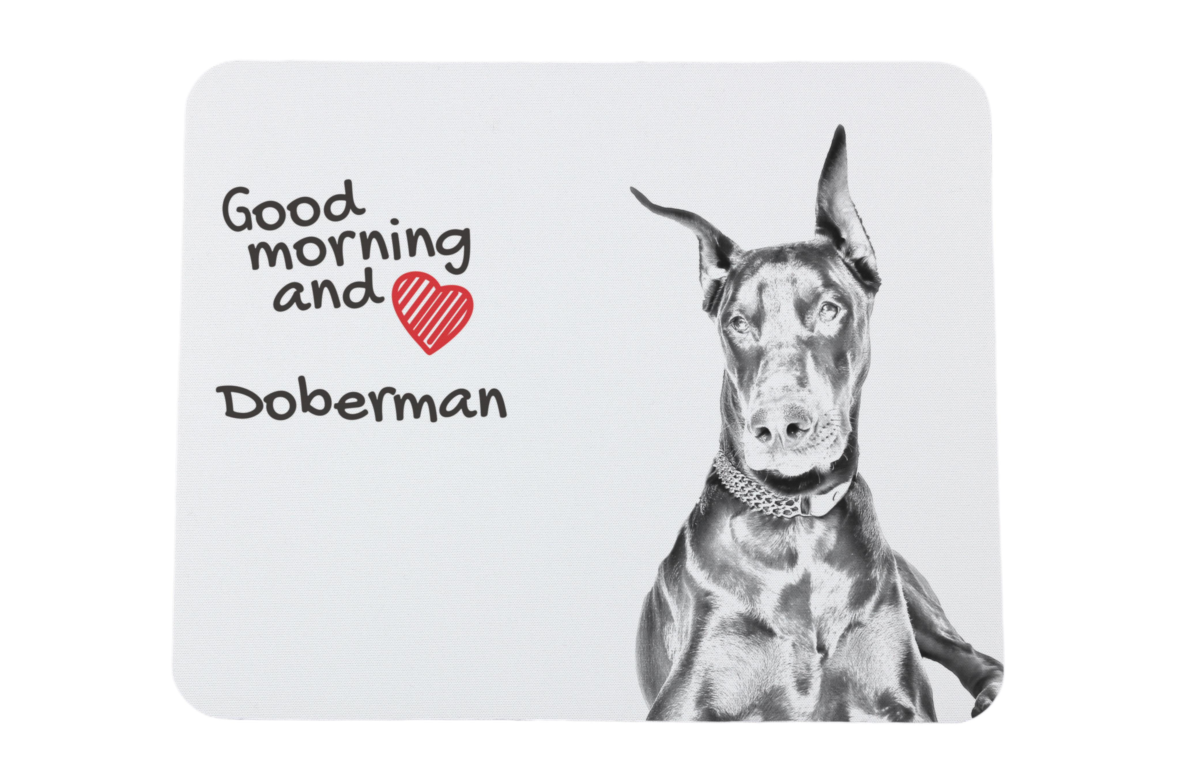 

Dobermann, Doberman Pinscher, Dobie I - mouse pad with print, personalized dog-themed mouse pad, unique gadget for an office worker by Art-Dog brand білий