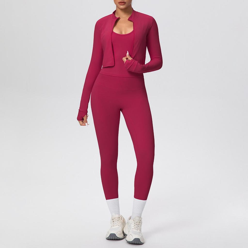 Women's Quick-Dry High-Waisted Sportswear 3-Piece Set: Breathable Yoga, Pilates, Running Fitness Outfit