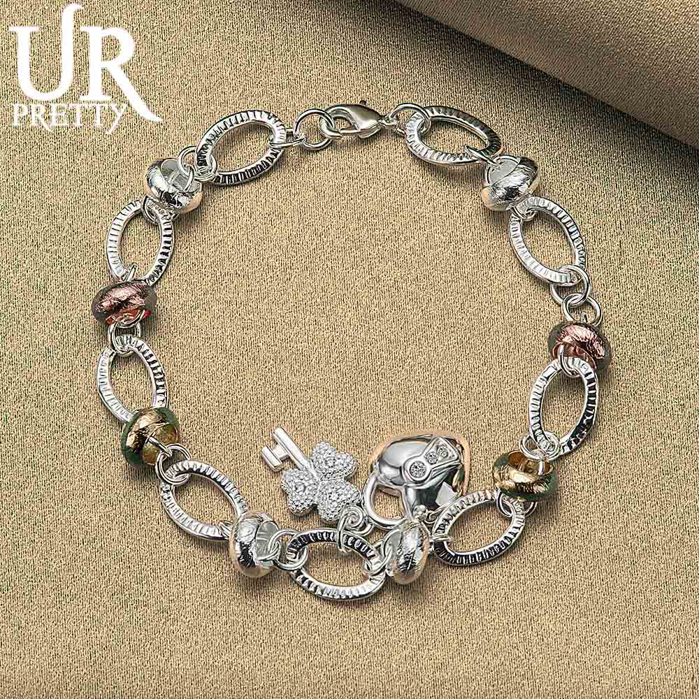 925 Sterling Silver Heart-shaped Lock with Clover Flower AAA Zircon Bracelet Fashionable Wedding Jewelry