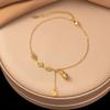 French Titanium Steel Heart Choker Necklace And Bracelet Set Sweet Peach Heart Tassel Design Women Jewelry