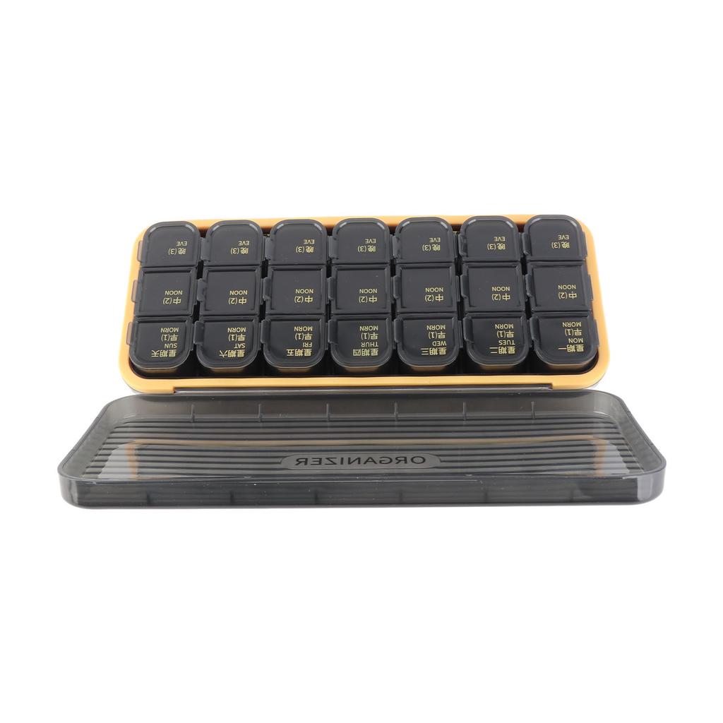Weekly Medication Organizer 21 Compartments Plastic Sealed Multifunctional Semi Transparent 7 Day