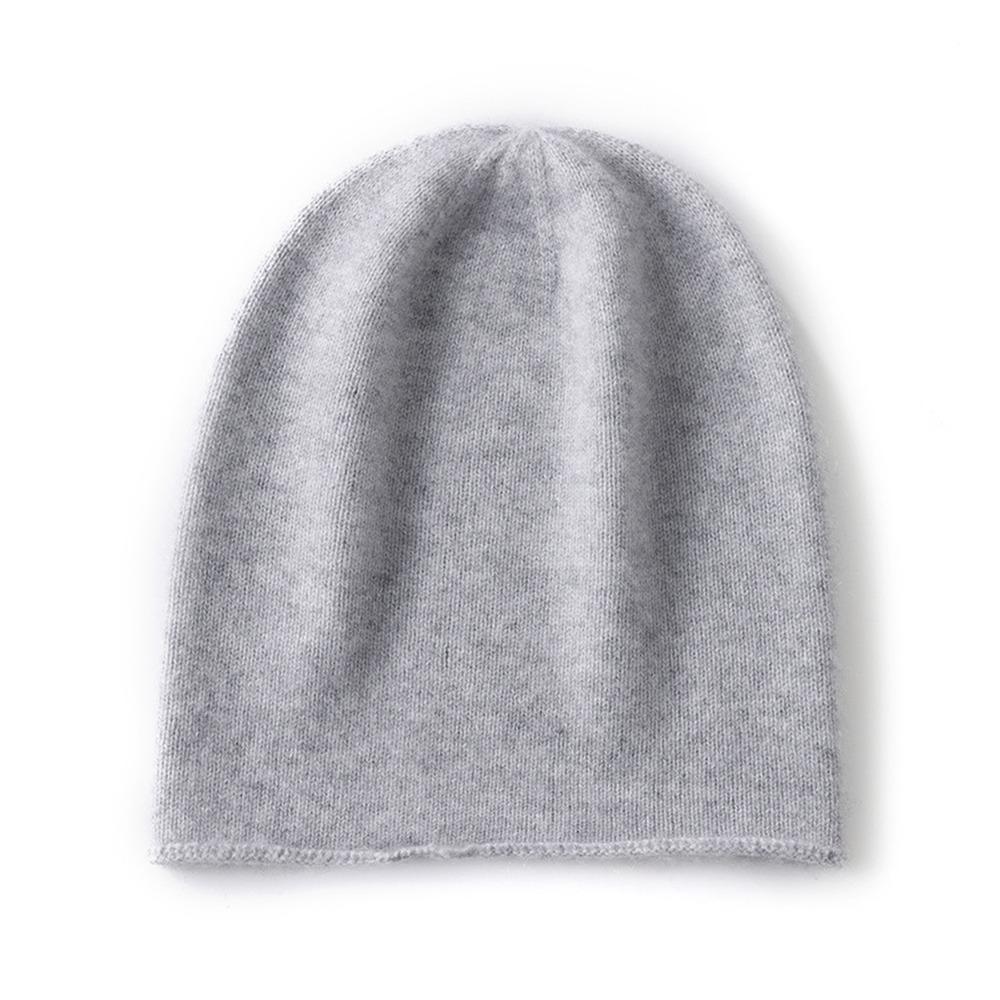 Lässige Kaschmir Kaschmir Strickmütze Einfarbige Unisex Beanie Mütze Aufgerollter Rand Ohrenschützer Mütze