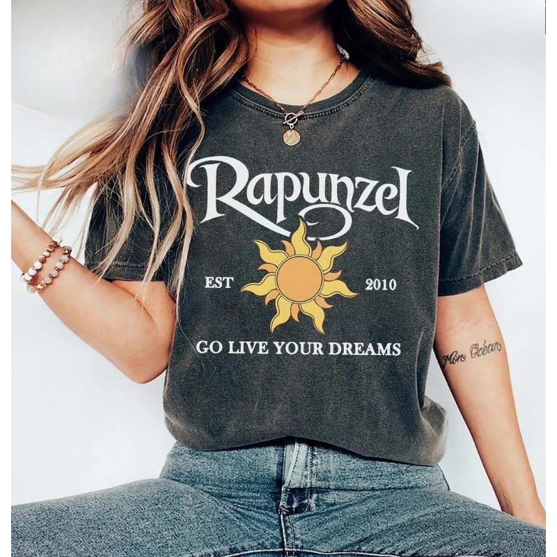 Disney Tangled Rapunzel Go Live Your Dream Comfort Colors Shirt WDW Magic Kingdom Holiday Trip Disneyland Shirt