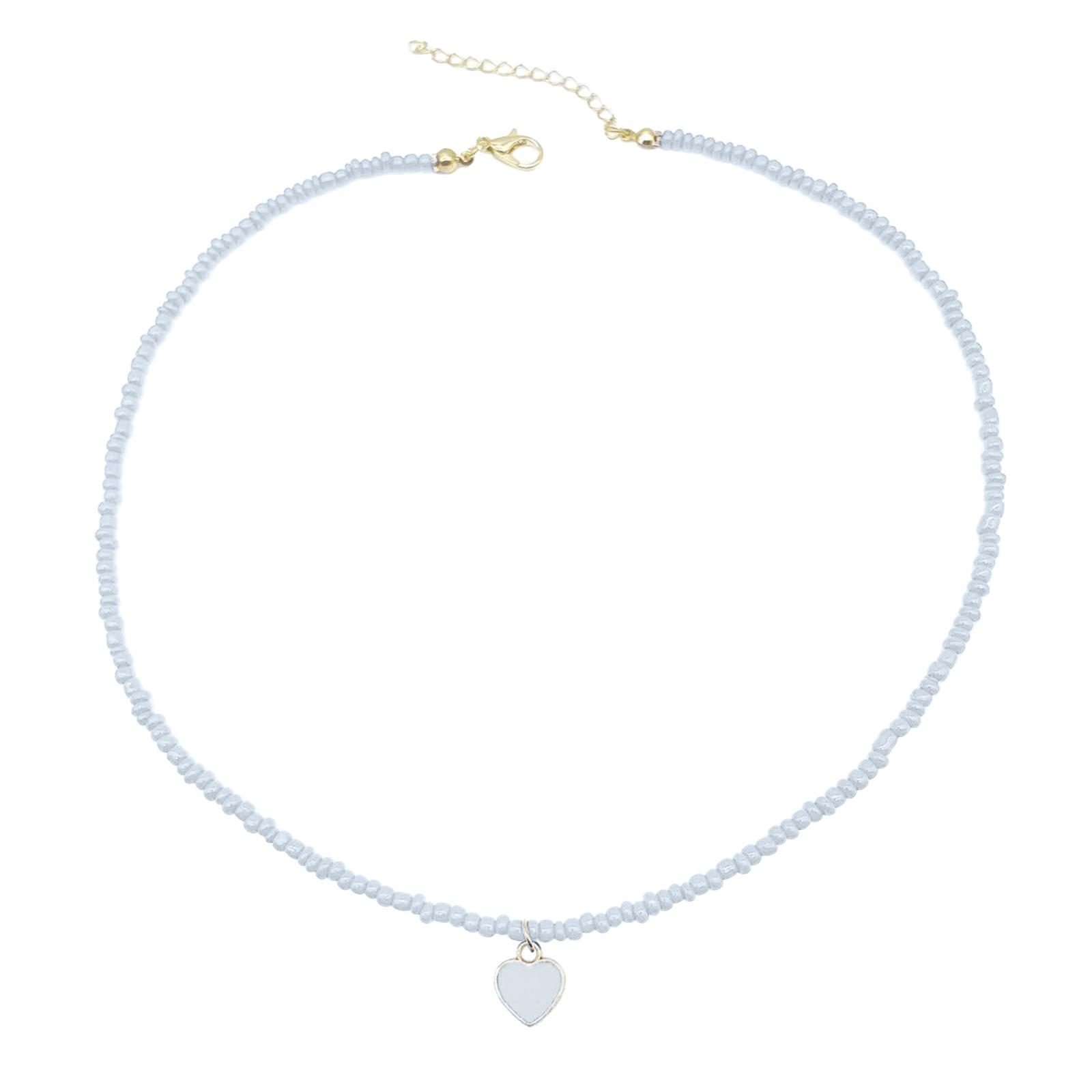 Simple Heart Pendant Necklace Temperament Choker Fashion Jewelry Clavicle Chain Y2K Handmade Beaded Charm Necklace 1