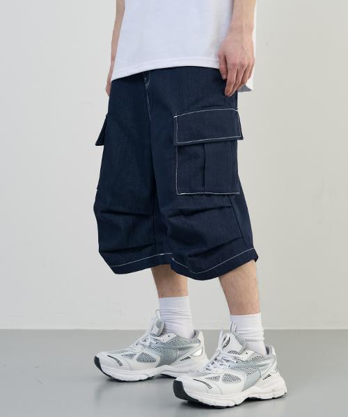 ARRAYED Parachute Bermuda Cotton Cargo Pants [Beige]