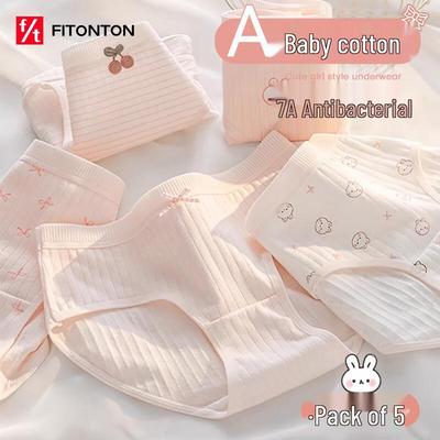 FitonTon Women's 7A Antibacterial Cotton Briefs 5-Pack