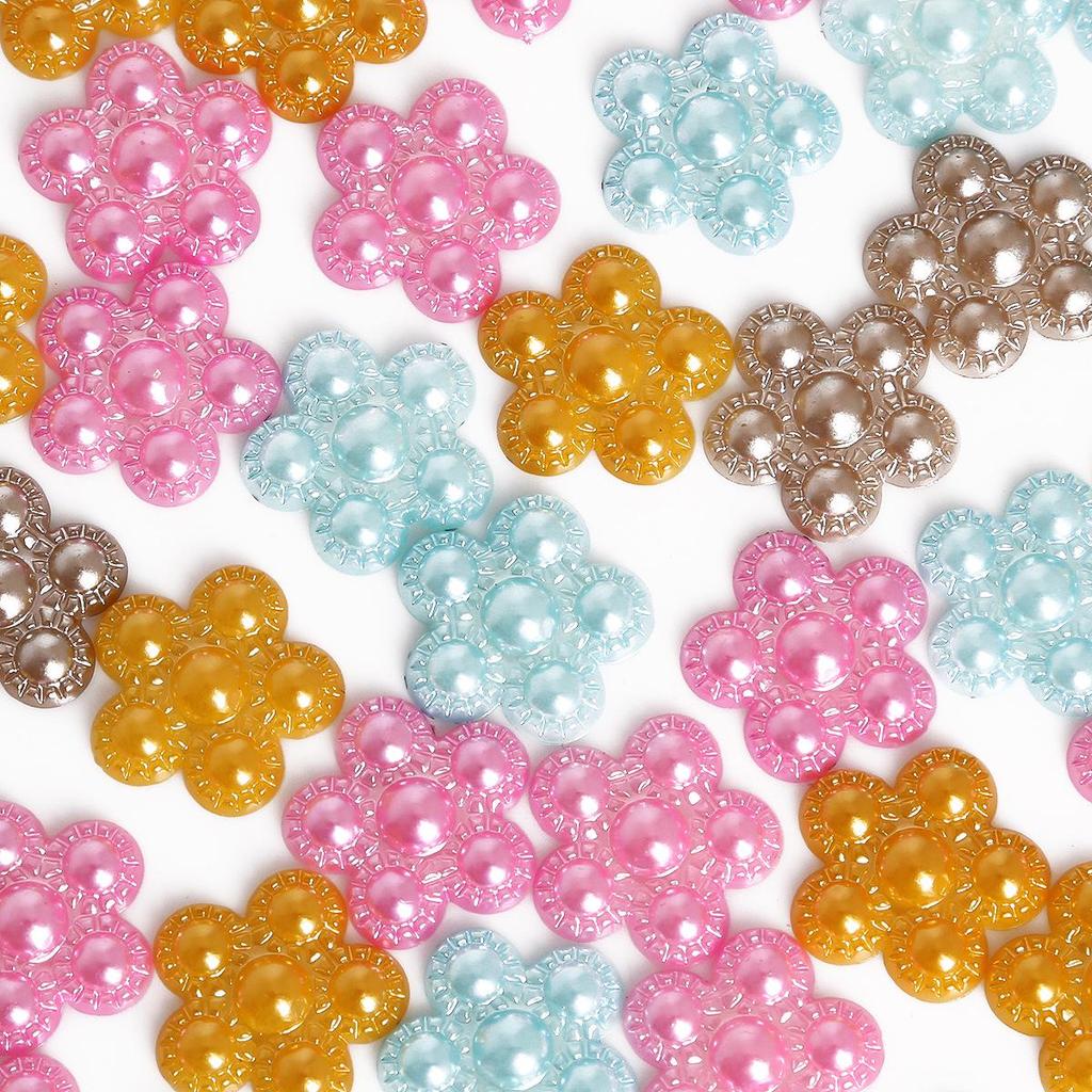 Colorful Star Flower Bow ABS Pearl Beaded DIY Nail Art & Phone Case Accessories