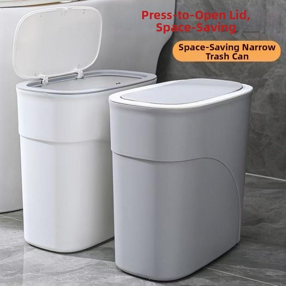 Odor-Free Waterproof Garbage Bin Slim Narrow Gap Living Room Dustbin  Space Saving