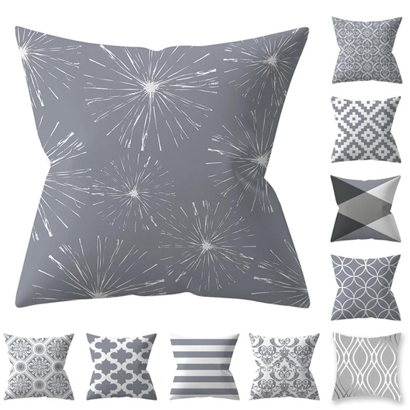 Sliver Grey Style Geometry Decorative Pillowcases Throw Pillow Case Striped Pillowcase Cushion Cover Home Decor Pillows 18Inch