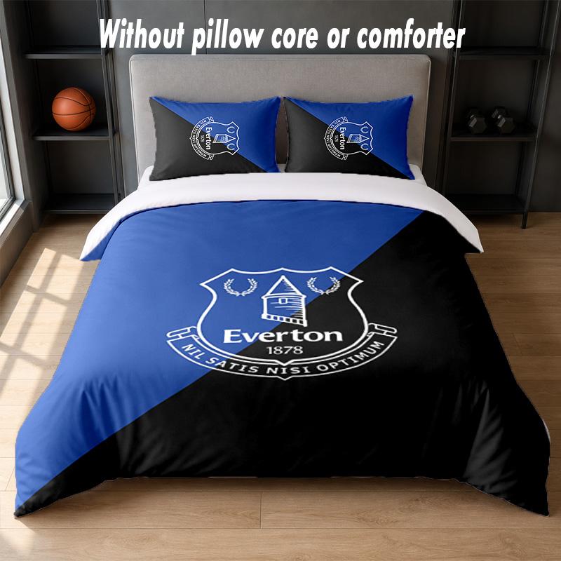 Everton Football Design Bed Bedding Set 1 Duvet Cover + 2 Pillowcases Soft Breathable Household Bed Linens