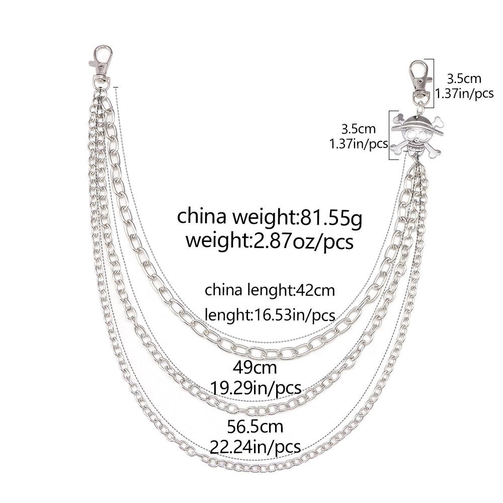Pirate Skull Metal Waist Chain With Double Layer Chains For Men And Women