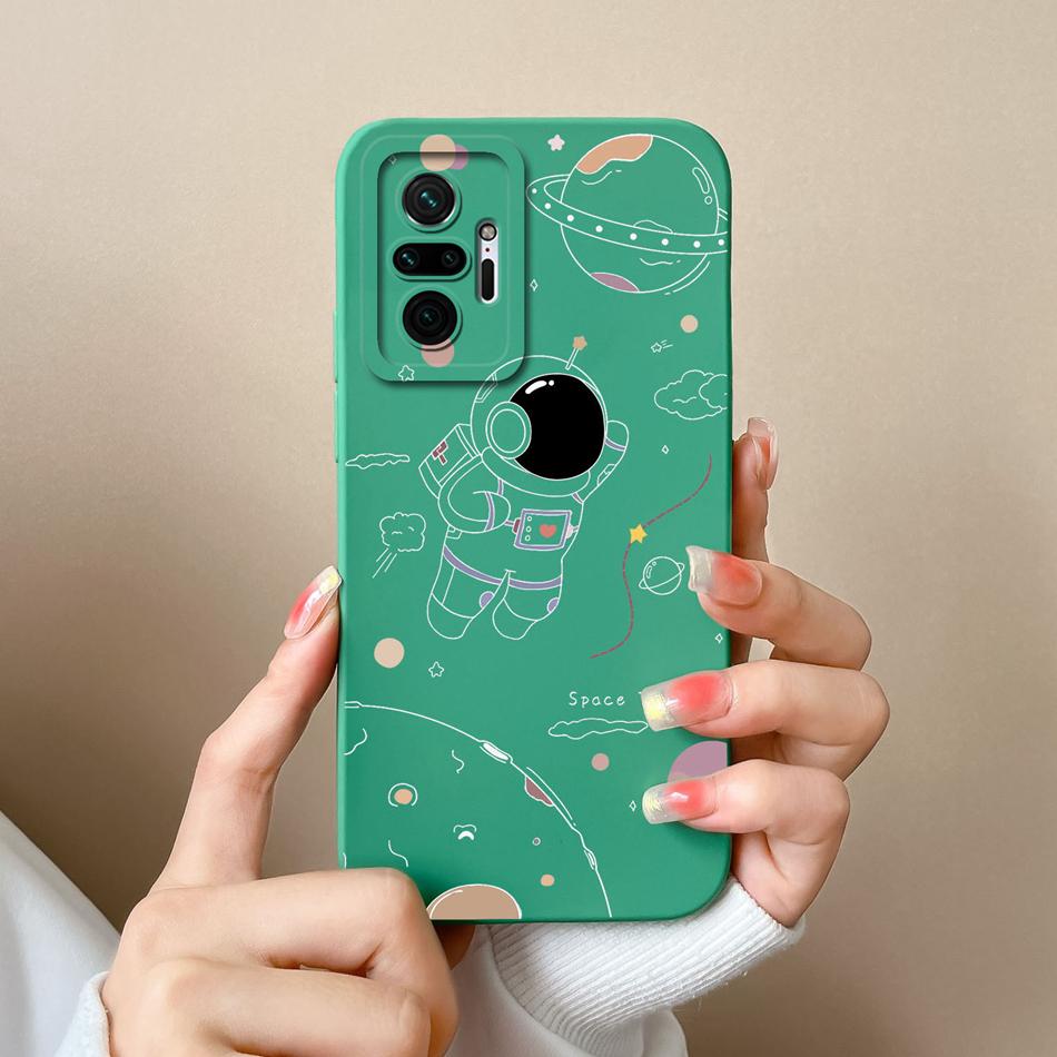 Case For Redmi Note 10 Pro Max Astronaut Soft Liquid Silicone Camera Protection Back Cover For Xiaomi Redmi Note 10Pro Max Coque