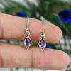 Solid 925 Sterling Silver Amethyst Peridot Gemstone Drop Earrings Women Handmade Designer Earrings