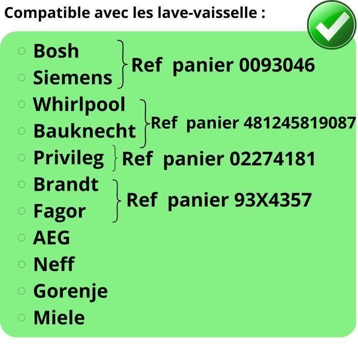 Dishwasher Cutlery Basket Compatible with Bosh Siemens Whirlpool Bauknecht Privileg Brandt Fagor AEG Neff Gorenje Miele