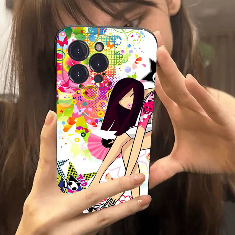 Character T-tokidoki Phone Case For Iphone 17 16 15 14 13 12 11 Pro Max Plus Black Shell Cover Case
