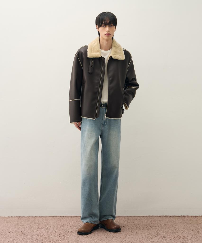 DRAW FIT Usual Semi-Wide Denim Pants [Dusty Blue]