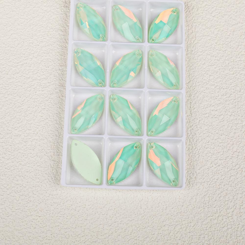 Neon Fluorescent Mocha Protein Horse Eye-Shaped Glass Hand Seam Drill, Flat Bottom Drill Double Hole Rhinestone Handmade Diy Accessories
