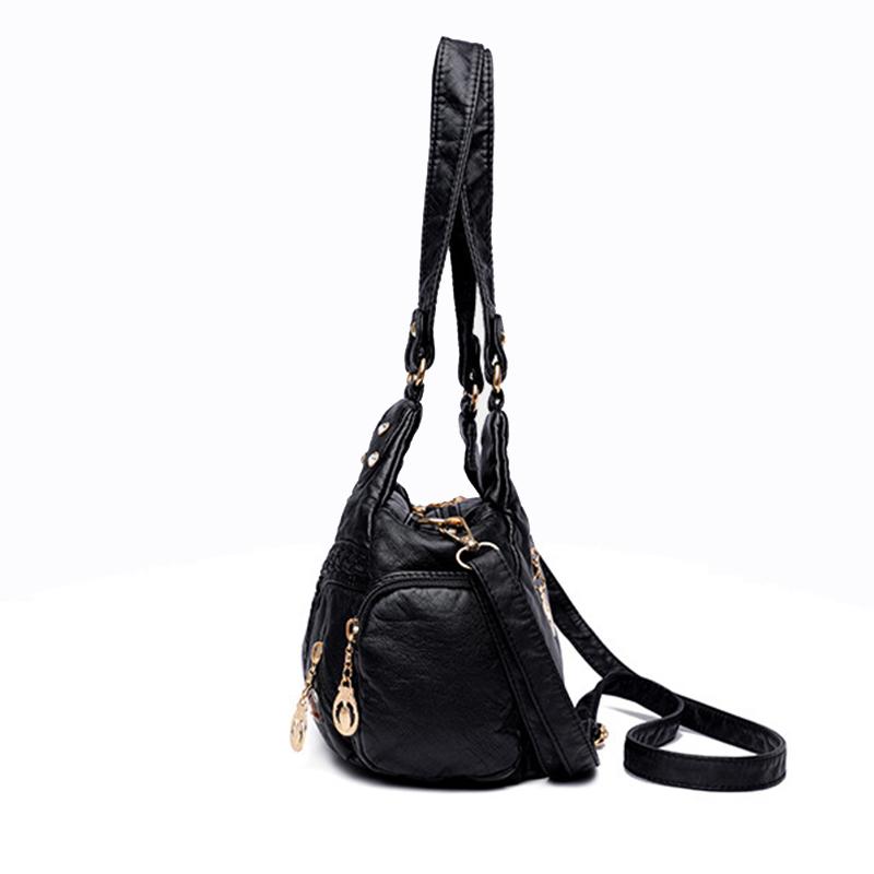 Bolso de Hombro Vintage de Cuero PU Bolsos Multibolsillos para Mujer Casual Gran Capacidad Chica Retro Diseñador Bandolera Bolsos Hobo