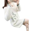 Womens Thick Fleece Knit Dress Mid-Length Embroidered Loose Fall Winter Casual Warm Sweater Top