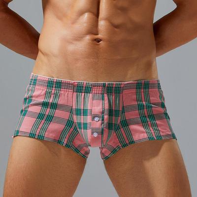 Mens Plaid Boxer Shorts Cotton Underwear Aro Pants Loungewear Shorts Underpants Boxers for Men